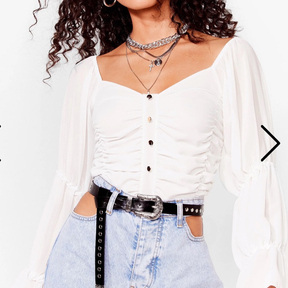 Ruched long sleeve crop top
